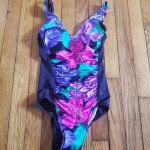 Maxine Of Hollywood Swimwear Suit Floral Print Size-10